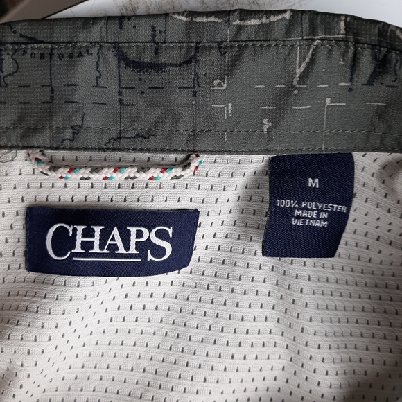 Chaps Explorer Sailboat Button Down Shirt Green/Gray Vented Men's Medium - Picture 8 of 9